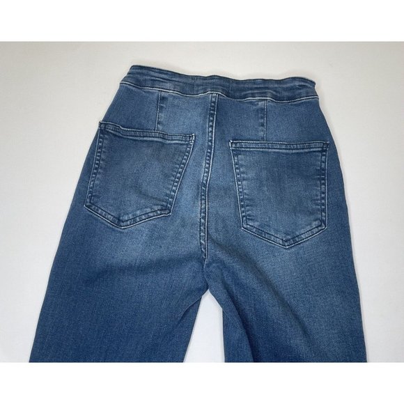 FREE PEOPLE Just Float On Flare Jeans High Rise Stretch Denim Bell Raw Hem 25 - Picture 9 of 9